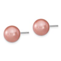 Sterling Silver Rh-pl 10-11mm Wht Pink Imitation Shell Pearl 3 Earring Set view 3