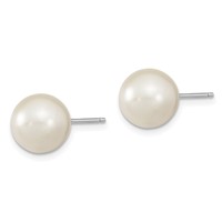 Sterling Silver Rhodium-plated 10-11mm White and Grey 10-11mm Round Imitation Shell Pearl and Ball Stet of 3 Post Earrings view 3