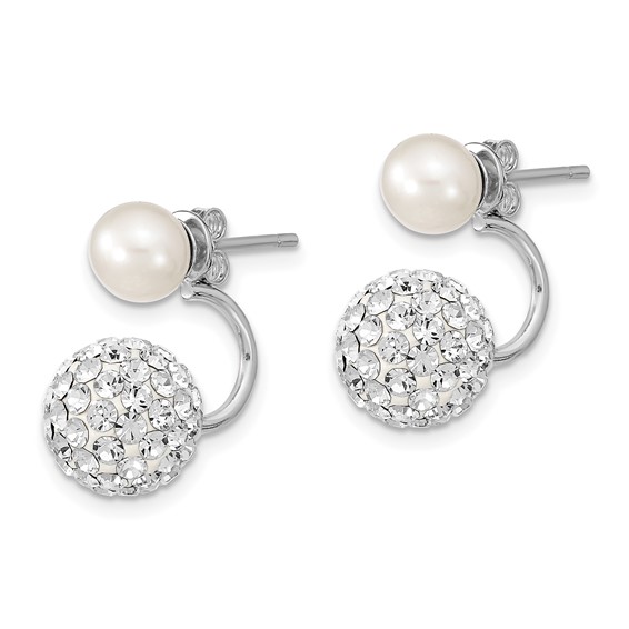 Sterling Silver RH  3 pair MOP & Crystal Front Dangle Back Earring Set