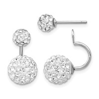 Sterling Silver RH 3 Pair Mop & Crystal Front Dangle Back Earring Set view 4