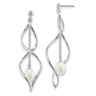 Sterling Silver FWC Pearl Post Dangle Earrings