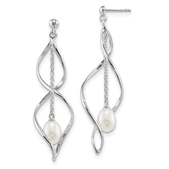 Sterling Silver FWC Pearl Post Dangle Earrings