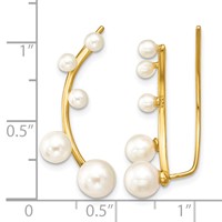 Sterling Silver Gold-tone Flash Gold-plated 3-6mm White Round Freshwater Cultured Pearl Ear Climber Earrings view 4