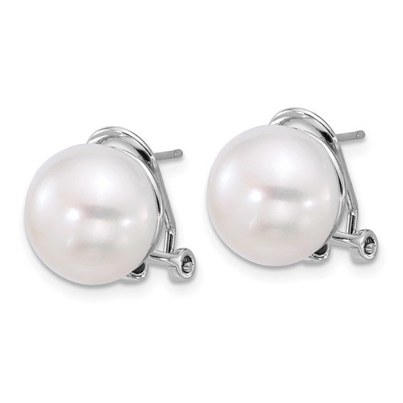 Sterling Silver FWC Pearl Omega Back Post Earrings
