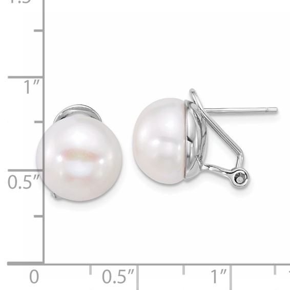 Sterling Silver FWC Pearl Omega Back Post Earrings