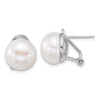 Sterling Silver FWC Pearl Omega Back Post Earrings