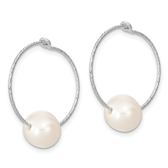 Sterling Silver FWC Pearl Hoop Earrings