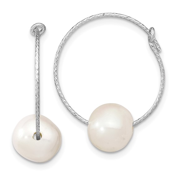 Sterling Silver FWC Pearl Hoop Earrings
