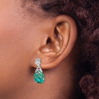 Sterling Silver Rhodium-plated Earrings with Reconstituted Turquoise Dangle view 3