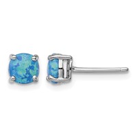Sterling Silver Rhodium-plated White Pink Blue Created Opal Set 3 Earrings view 2