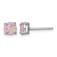 Sterling Silver Rhodium-plated White Pink Blue Created Opal Set 3 Earrings view 3