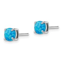Sterling Silver Rhodium-plated White Pink Blue Created Opal Set 3 Earrings view 5