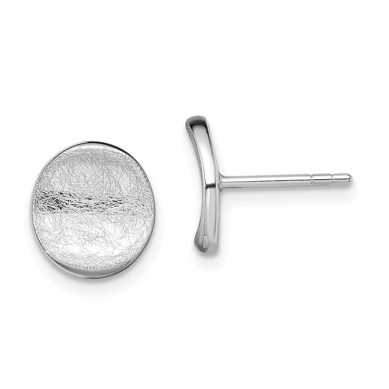 Sterling Silver Rhodium-plated Scratch Finish Post Earrings (QE13949)
