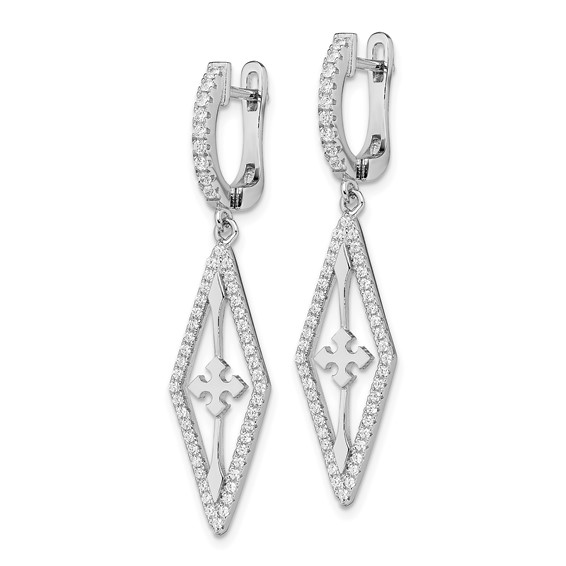 Pure Fire Sterling Silver Rhodium-plated CZ Dangle Earrings