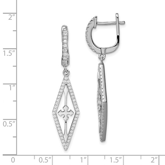 Pure Fire Sterling Silver Rhodium-plated CZ Dangle Earrings