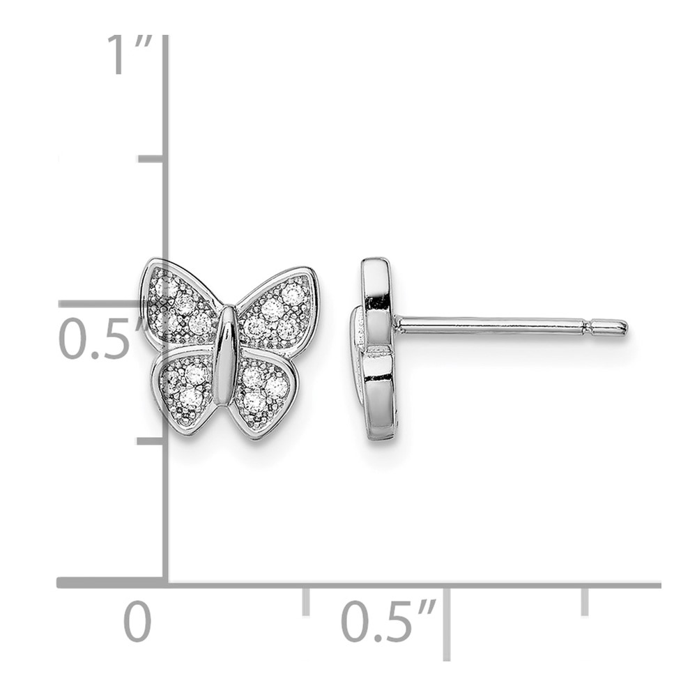Sterling Silver Rhodium-plated CZ Butterfly Post Earrings (QE13964)