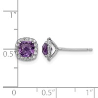Sterling Silver Rhodium Plated Amethyst and Cr White Sapphire Earrings view 4