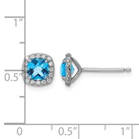 Sterling Silver Rhodium Plated Blue Topaz and Cr. Wht Sapphire Earrings view 4
