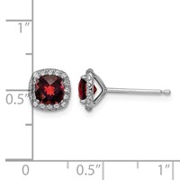Sterling Silver Rhodium-plated Garnet and Cr. White Sapphire Earrings view 4