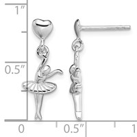 Sterling Silver Rhodium-plated Ballerina Dangle Post Earrings view 4