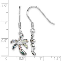 Sterling Silver Rhodium-plated Abalone Palm Tree Earrings view 4