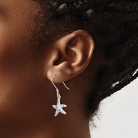 Sterling Silver Rhodium-plated Pink Blue Created Opal Starfish Earrings view 3