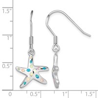 Sterling Silver Rhodium-plated Pink Blue Created Opal Starfish Earrings view 4