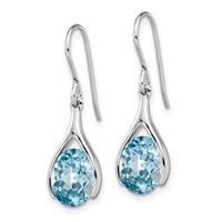 Sterling Silver Rhodium-plated Blue Topaz Shepherds Hook Earrings view 2