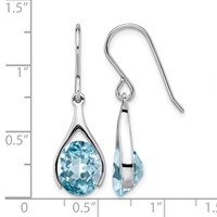 Sterling Silver Rhodium-plated Blue Topaz Shepherds Hook Earrings view 4