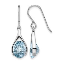 Sterling Silver Rhodium-plated Blue Topaz Shepherds Hook Earrings view 1