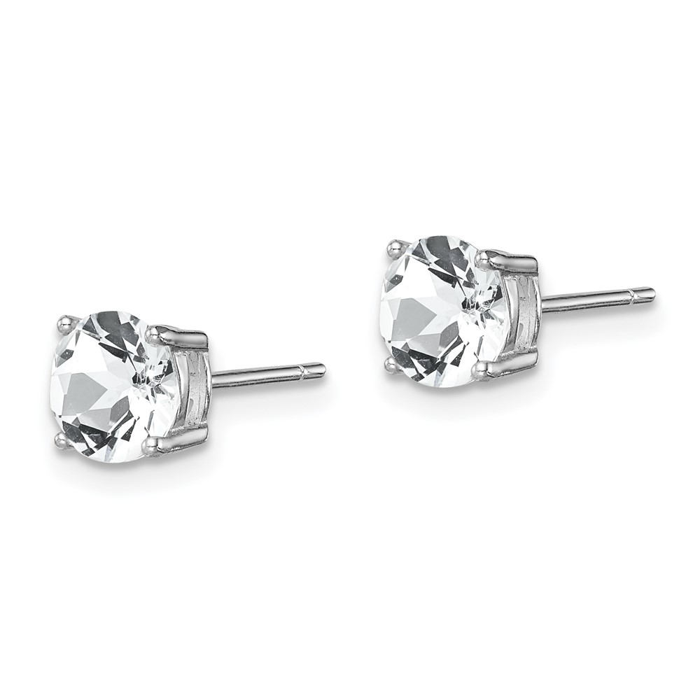 Sterling Silver Rhod-pltd Clear Crystal Birthstone Earrings (QE14067APR)