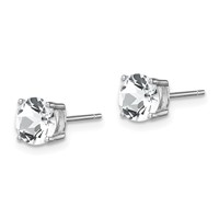 Sterling Silver Rhodium-plated Clear Crystal Birthstone Earrings view 2
