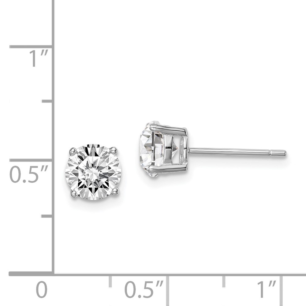 Sterling Silver Rhod-pltd Clear Crystal Birthstone Earrings (QE14067APR)