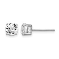 Sterling Silver Rhodium-plated Clear Crystal Birthstone Earrings view 1