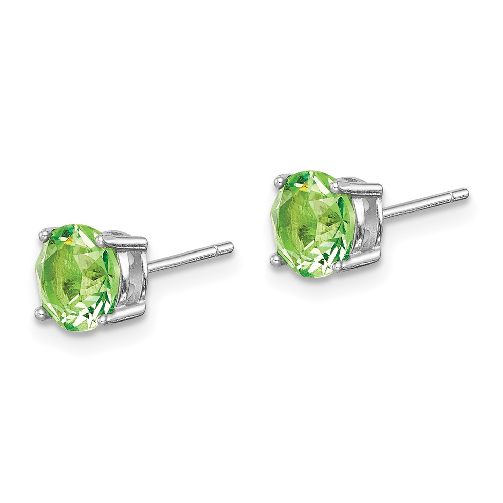 Sterling Silver Rhod-pltd Light Green Crystal Birthstone Earrings (QE14067AUG)
