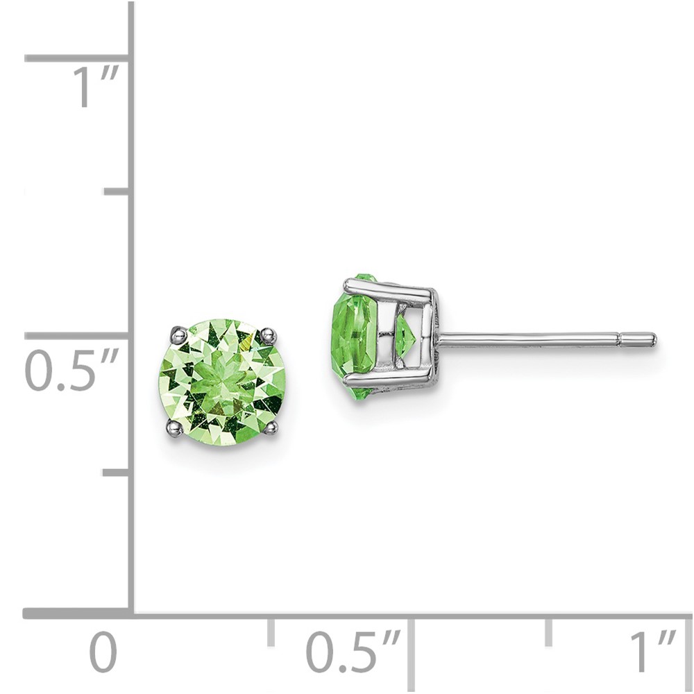 Sterling Silver Rhod-pltd Light Green Crystal Birthstone Earrings (QE14067AUG)