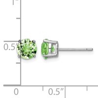 Sterling Silver Rhodium-plated Light Green Crystal Birthstone Earrings view 4