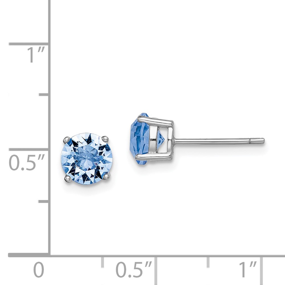 Sterling Silver Rhod-pltd Light Blue Crystal Birthstone Earrings (QE14067DEC)