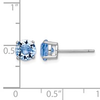 Sterling Silver Rhodium-plated Light Blue Crystal Birthstone Earrings view 4
