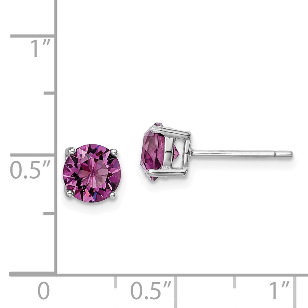 Sterling Silver Rhod-pltd Purple Crystal Birthstone Earrings (QE14067FEB)