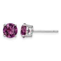 Sterling Silver Rhodium-plated Purple Crystal Birthstone Earrings view 1