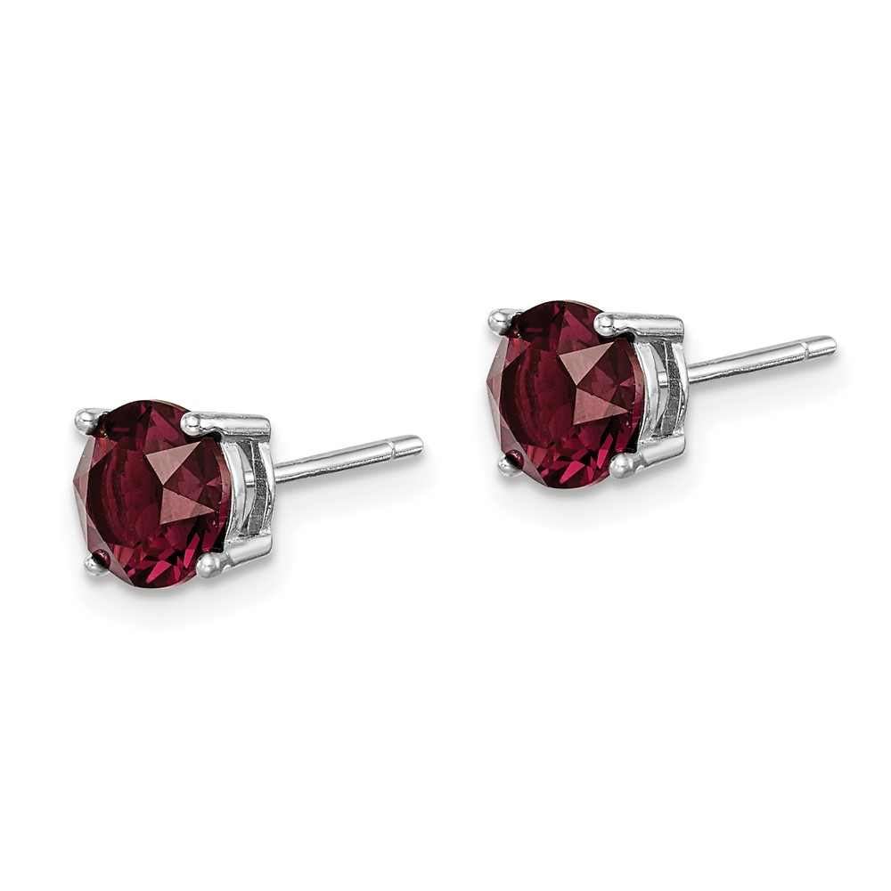 Sterling Silver Rhod-pltd Burgundy Crystal Birthstone Earrings (QE14067JAN)