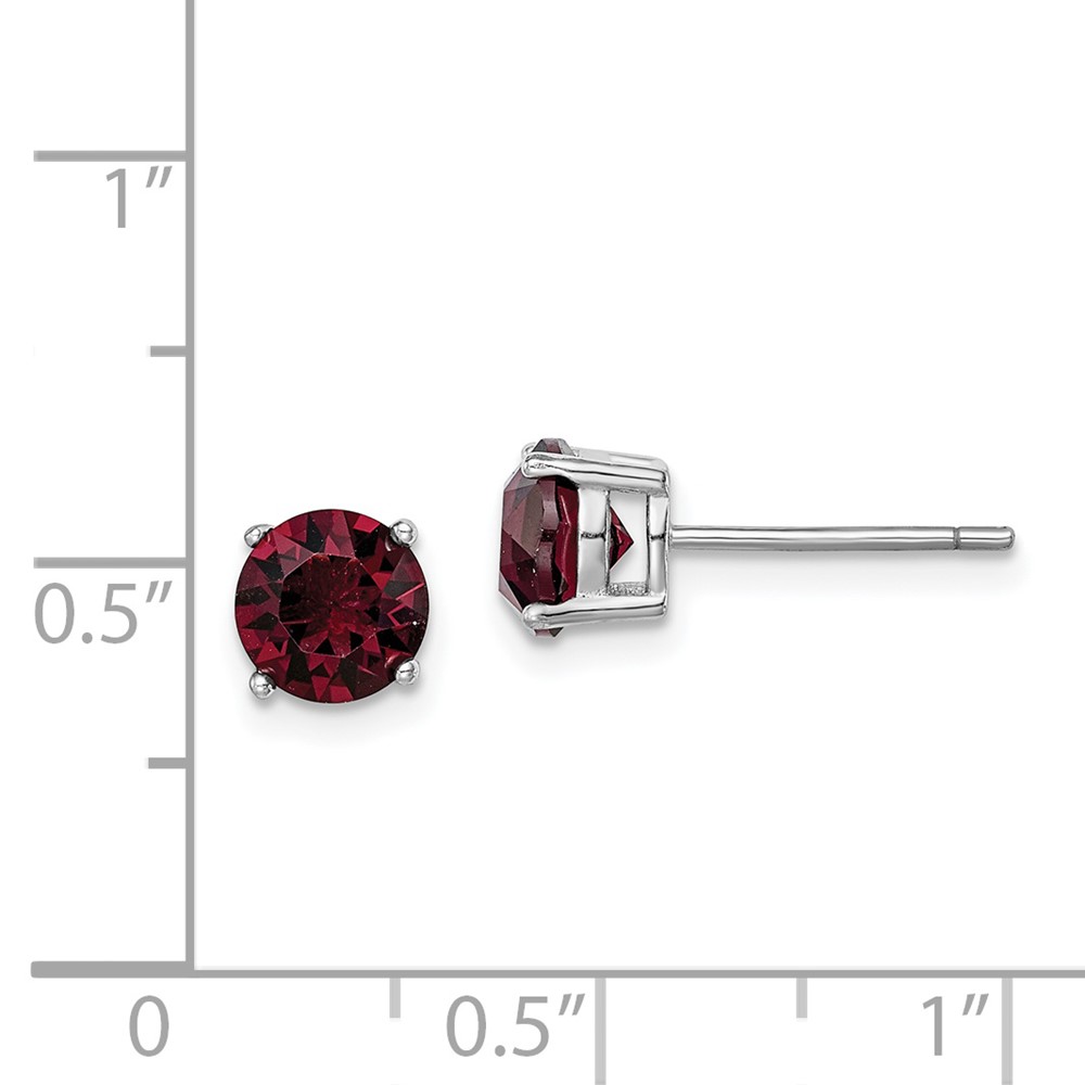 Sterling Silver Rhod-pltd Burgundy Crystal Birthstone Earrings (QE14067JAN)
