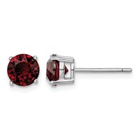 Sterling Silver Rhodium-plated Burgundy Crystal Birthstone Earrings view 1
