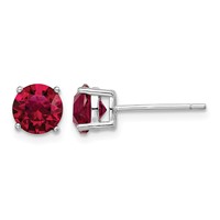Sterling Silver Rhodium-plated Red Crystal Birthstone Earrings view 1