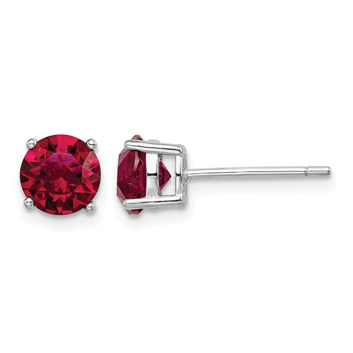 Sterling Silver Rhodium-plated Red Crystal Birthstone Earrings