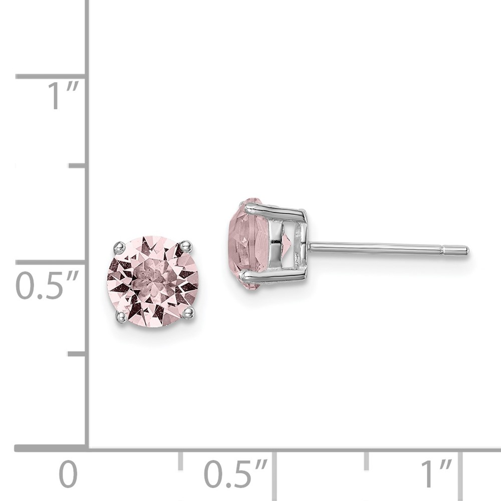 Sterling Silver Rhod-pltd Lavender Pink Crystal Birthstone Earrings (QE14067JUN)