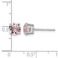 Sterling Silver Rhodium-plated Lavender Pink Crystal Birthstone Earrings view 4