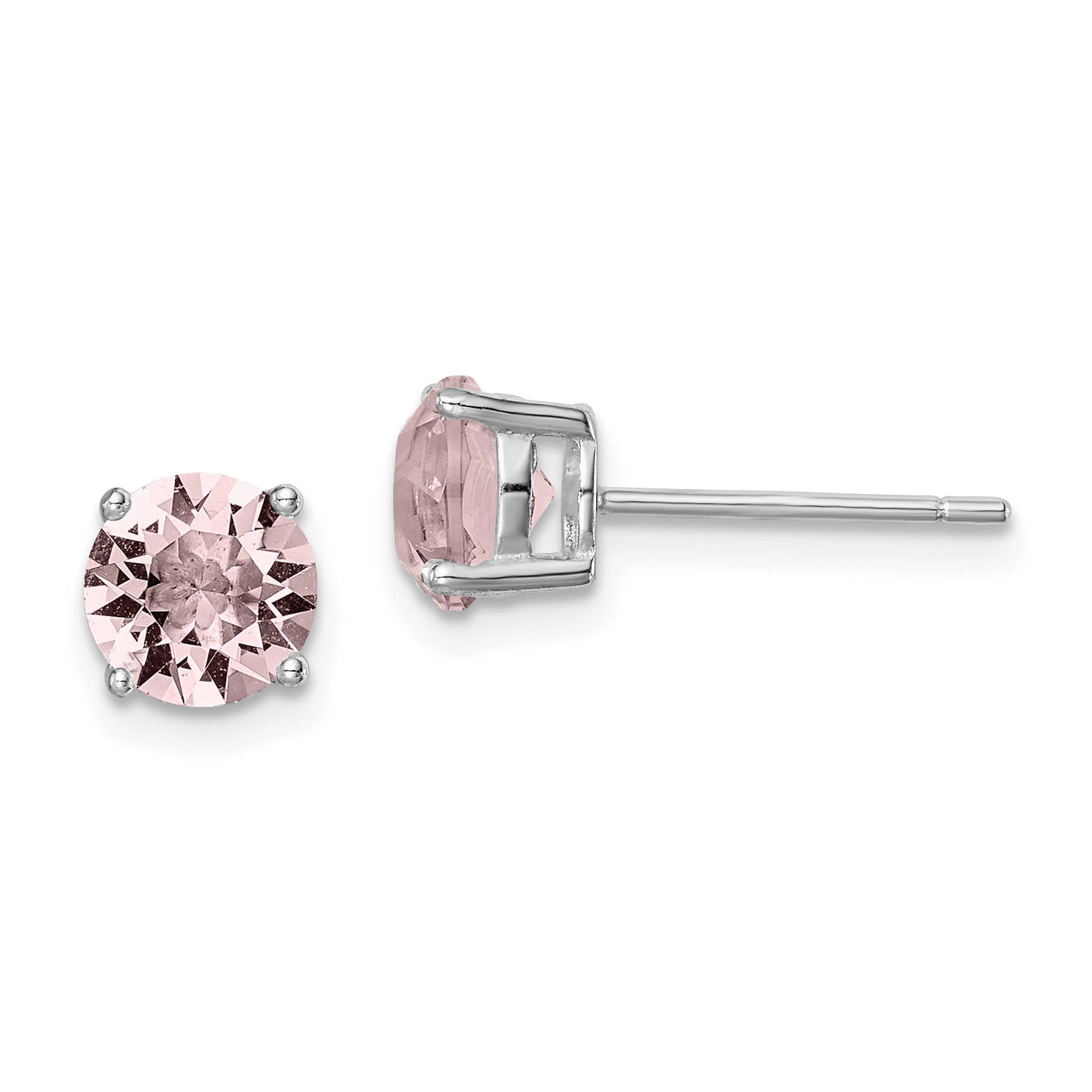 Sterling Silver Rhod-pltd Lavender Pink Crystal Birthstone Earrings (QE14067JUN)