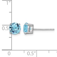 Sterling Silver Rhodium-plated Aqua Blue Crystal Birthstone Earrings view 4